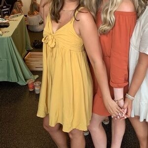 Yellow Sleeveless Tie-Front Dress